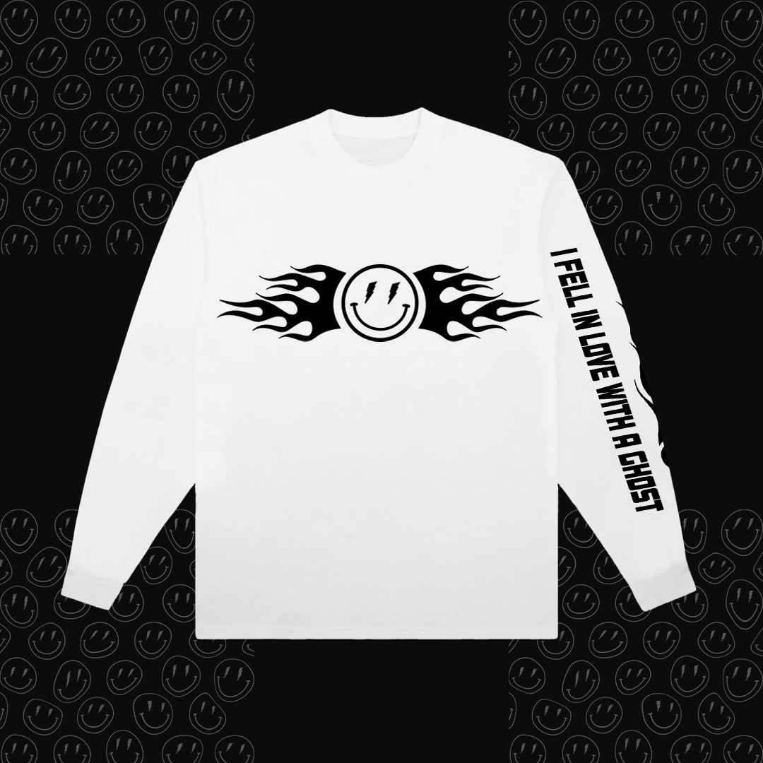 flaming long sleeve - white