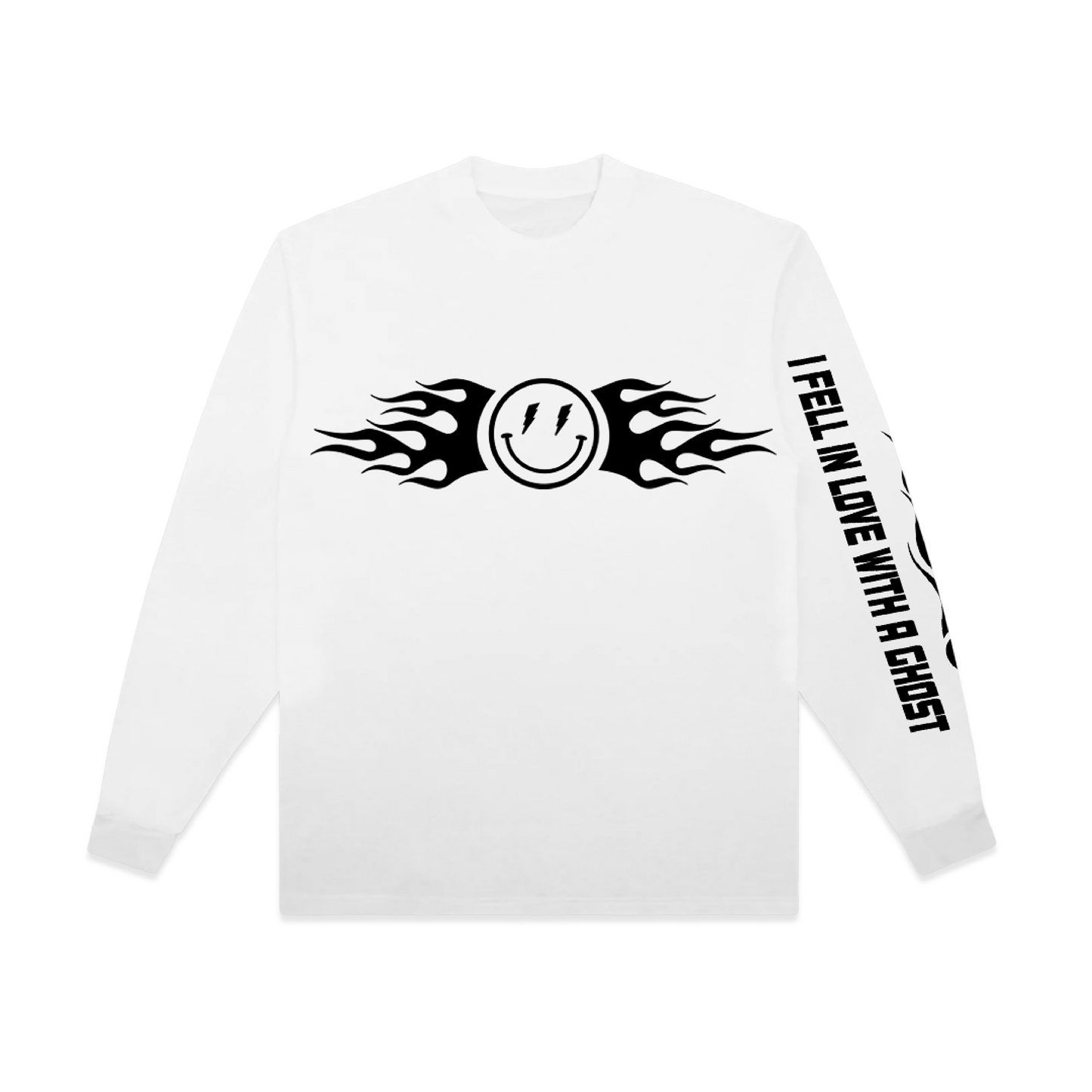 flaming long sleeve - white