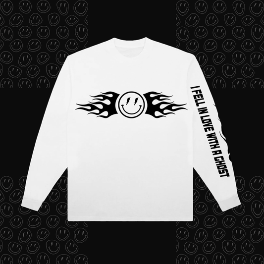 flaming long sleeve - white