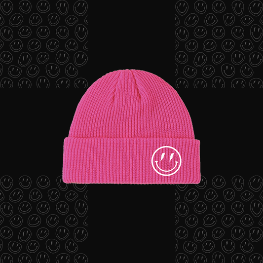 smiley beanie - pink