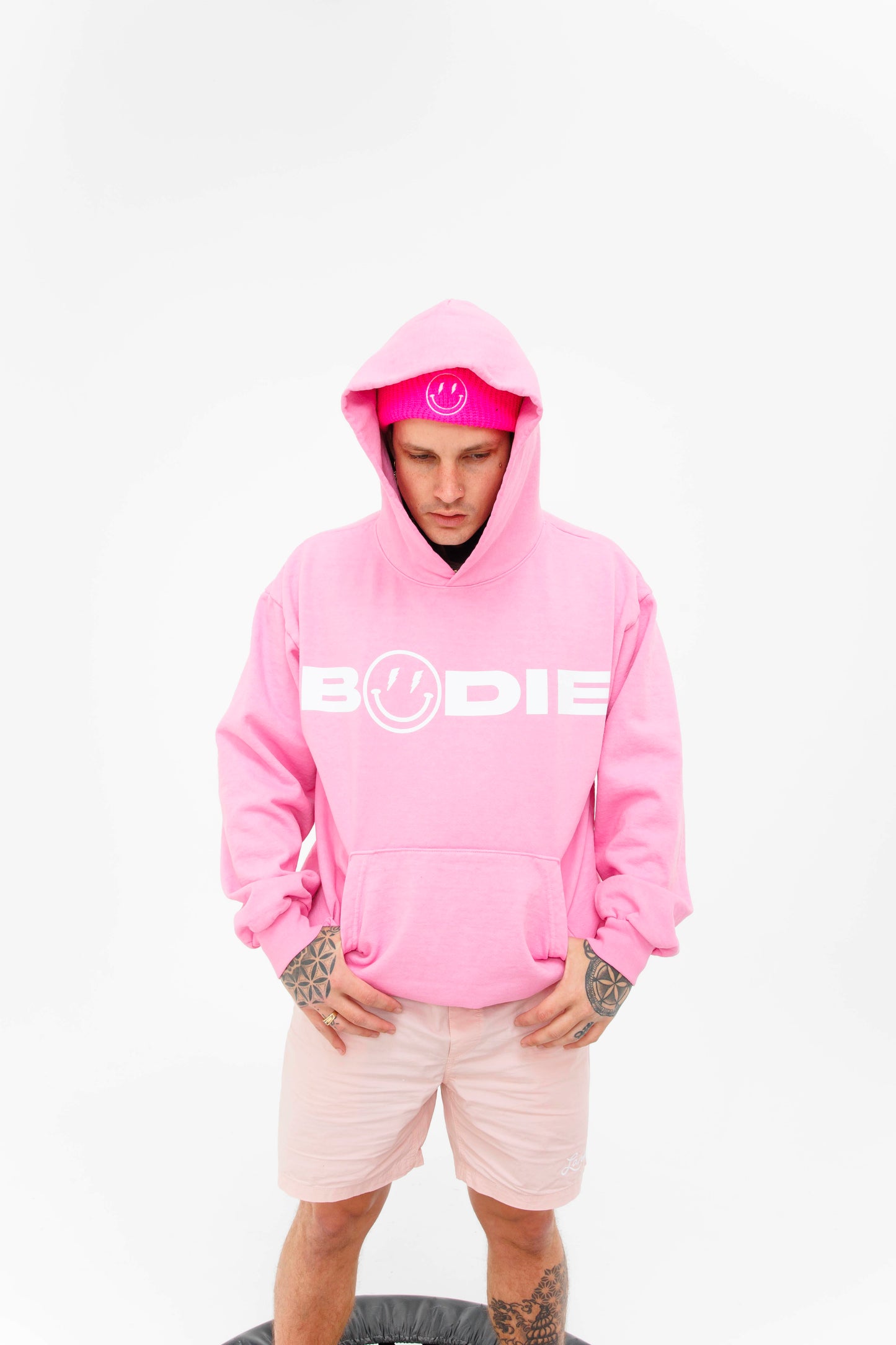 pink hoodie