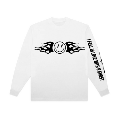 flaming long sleeve - white